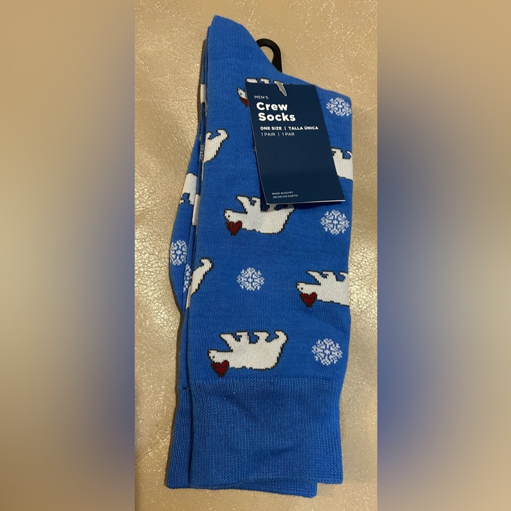 Men’s Old Navy O/S Blue Polar Bear Crew Socks